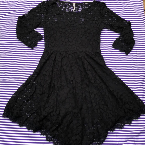 Free People Black Lacy Leaves Dress - Picture 4 of 8